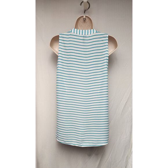 Maurices Striped Sleeveless Sheer White/Blue Tunic Blouse Size Small - Picture 4 of 7